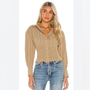 Free People Tammy Button Down Long Sleeve Smock waist Size Medium